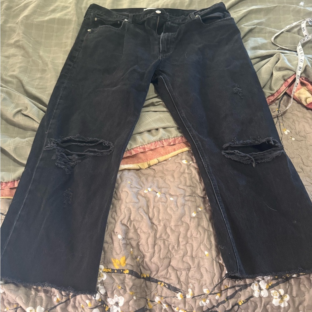 Agolde Black Bootcut Jeans Distressed Style